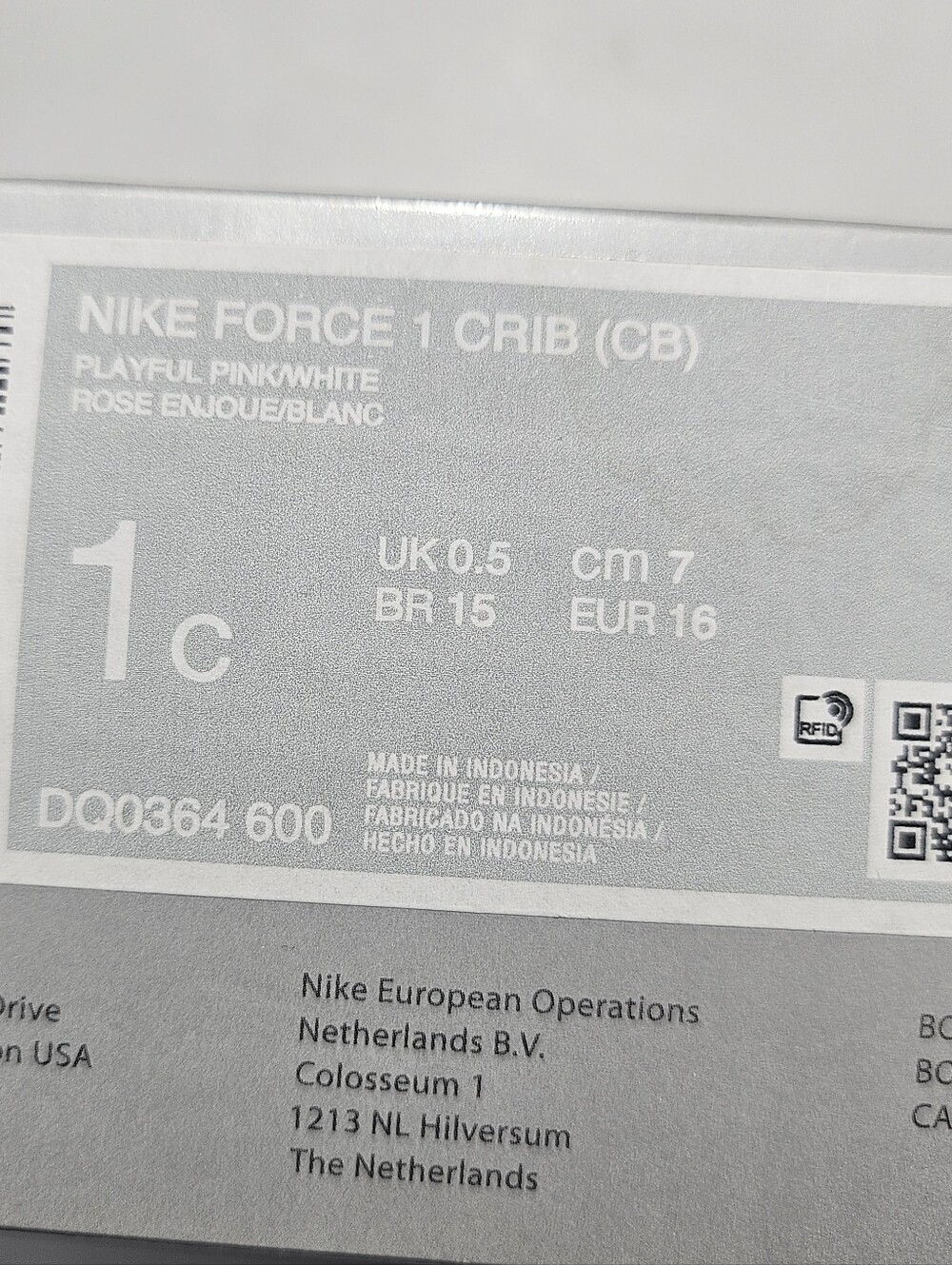 NIKE FORCE 1 CRIB SHOES PLAYFUL PINK/WHITE ROSE INFANT BAVY SIZE 1C - Picture 4 of 11